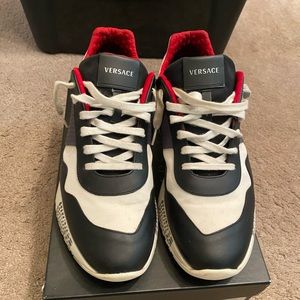 Versace Black White Red Men's Low-Top Sneakers